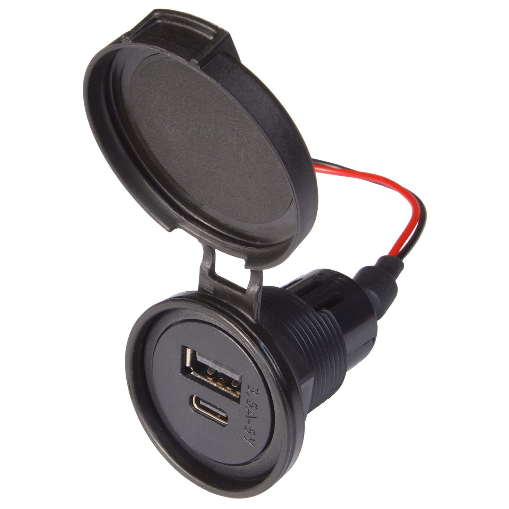 Power USB-C/A Doppelsteckdose mit Deckel IP 54