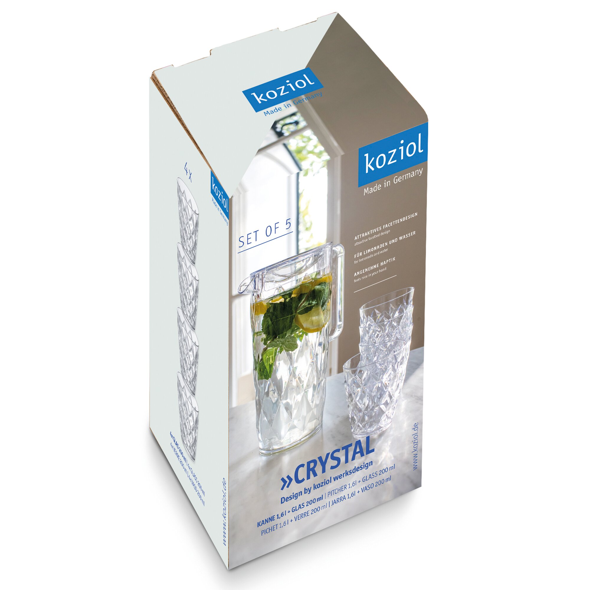 Kanne CRYSTAL mit 4 Bechern